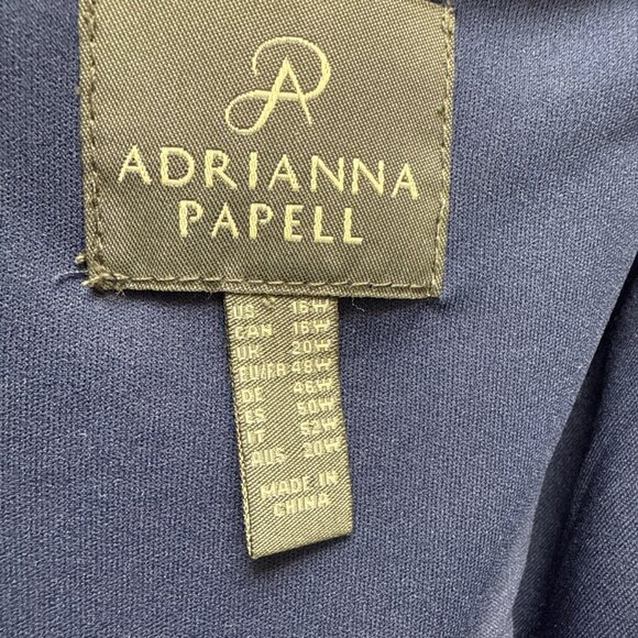 New Adrianna Papell Size 16 W Navy Off-Shoulder Organza-Sleeve Cocktail Jumpsuit - Picture 12 of 14